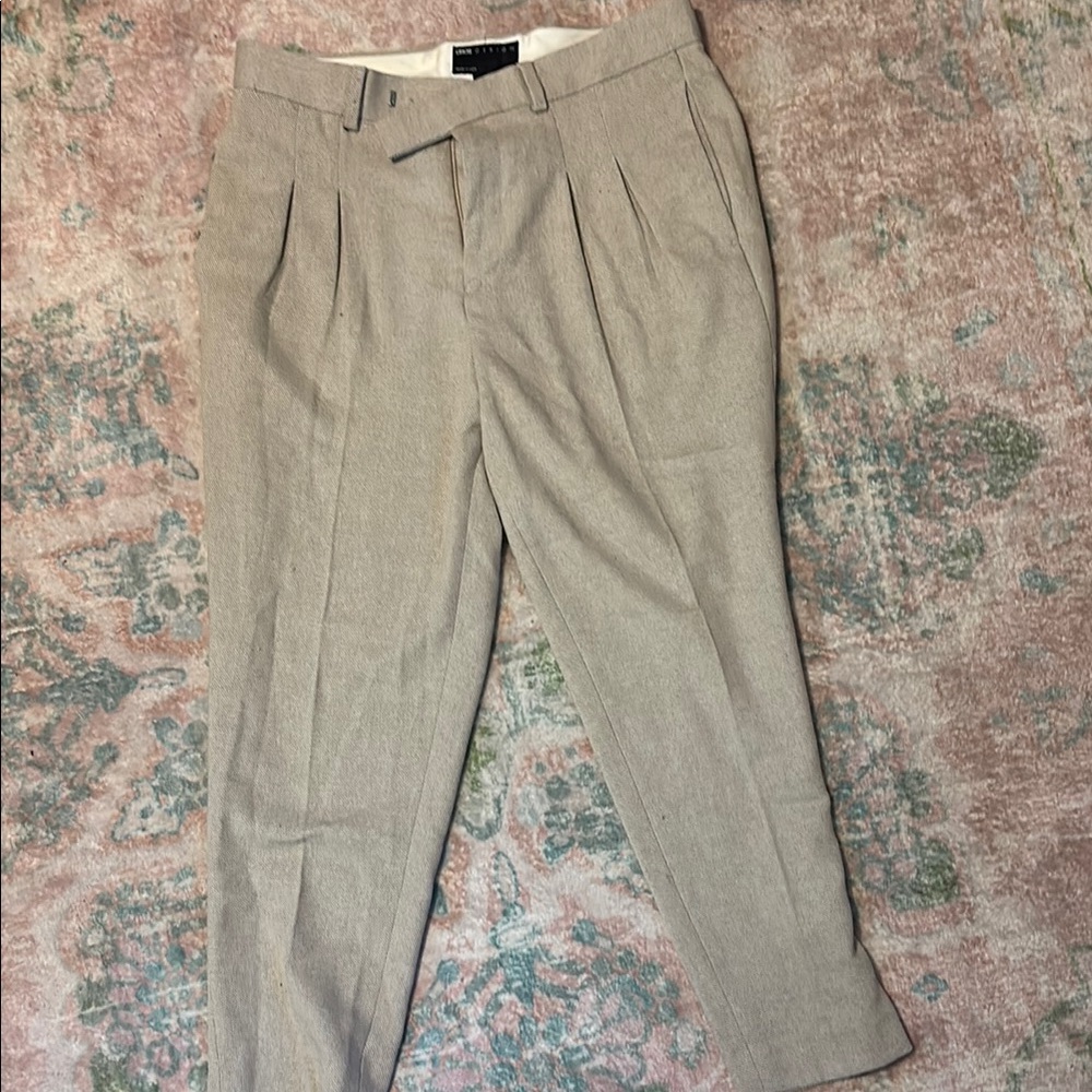 ASOS Tan Dress Pants with Pleated Front and Straight-Leg Cut